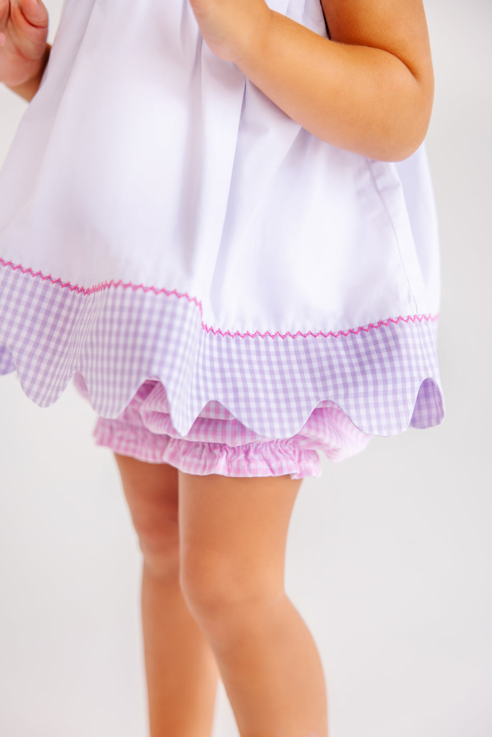 Sydney Scallop Set - Pink Greenbrier Gingham & Lauderdale Lavender Gin