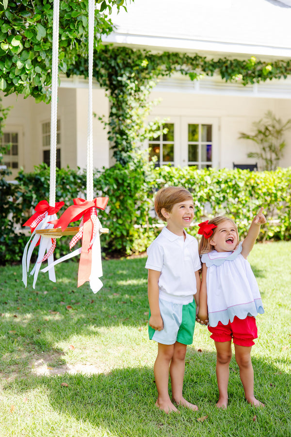 Colorblock Sheffield Shorts (Twill) - Buckhead Blue, Kiawah Kelly Green, and Worth Avenue White