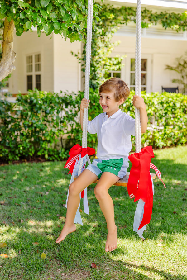 Colorblock Sheffield Shorts (Twill) - Buckhead Blue, Kiawah Kelly Green, and Worth Avenue White