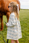 Long Sleeve Banks Bow Dress - Horse Bits & Bows with Worth Avenue White