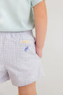 Sheffield Shorts - Grantley Gray Mini Gingham with Park City Periwinkle Stork