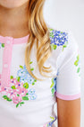 Sara Jane's Short Sleeve Set - Just Because Bouquets with Pier Party Pink