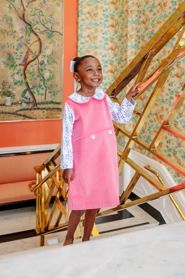 Lindy's Lunch Dress - Little Oak with Parrot Cay Coral Corduroy