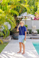 Mens Croquet Party Polo Sumner County Stripe & Sunrise Blvd Blue with Palm Beach Pink Stork main image 0