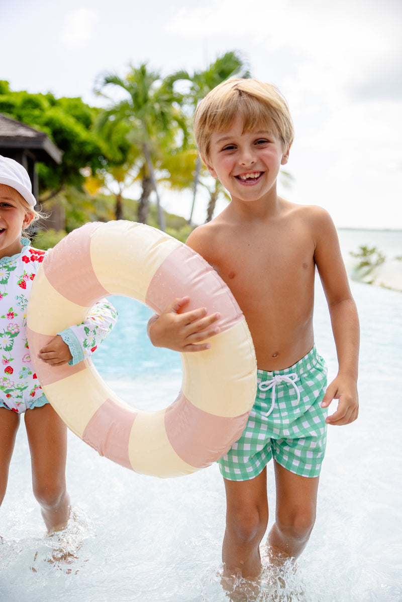Tortola Trunks - Gibson Island Green Gingham with Worth Avenue White Stork