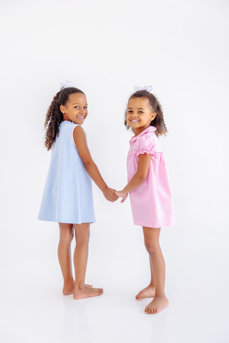 Lizzie's Luxe Leisure Dress - Beale Street Blue with Palm Beach Pink & Worth Avenue White