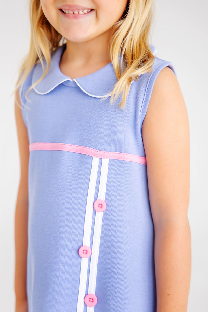 Luanne's Lunch Dress - Park City Periwinkle with Worth Avenue White