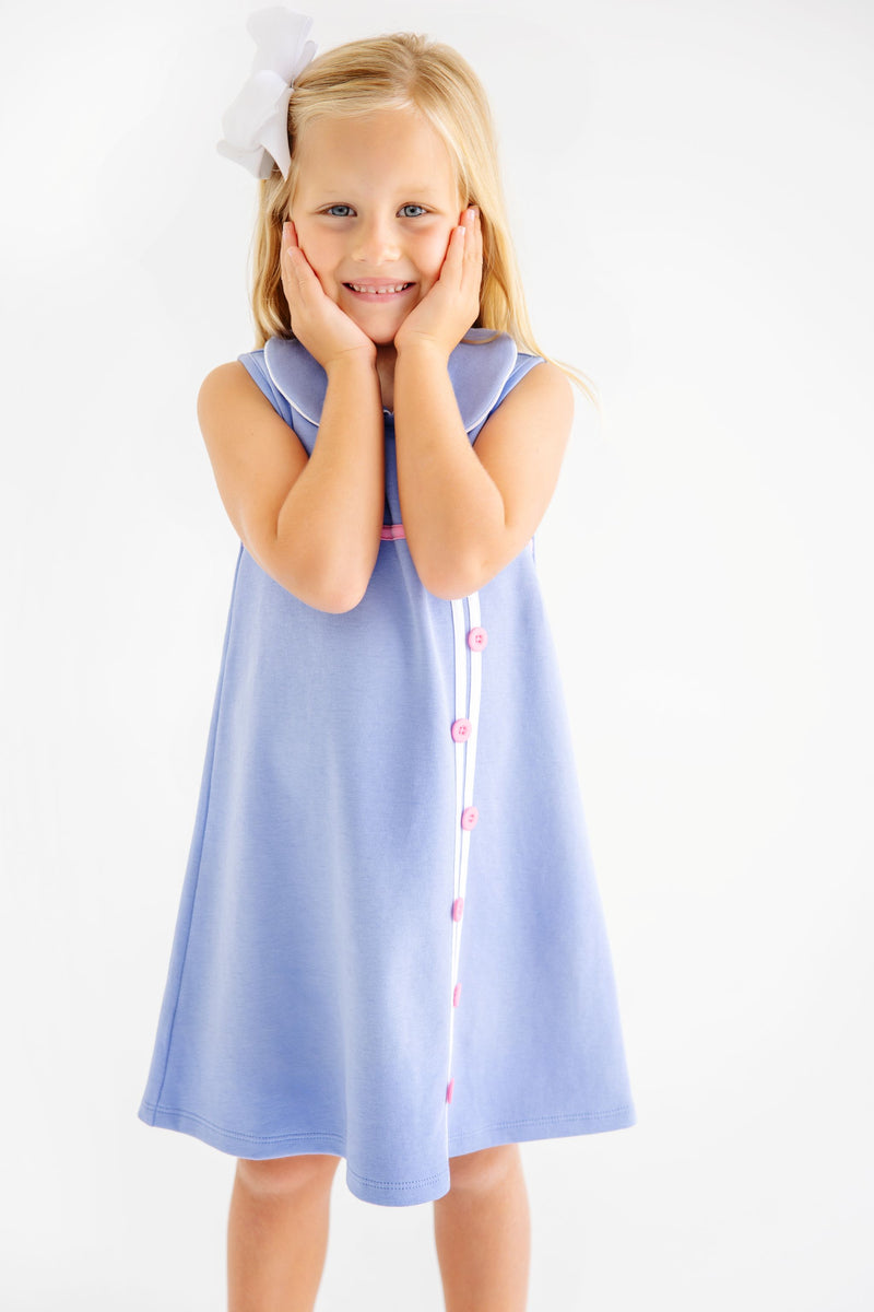 Luanne's Lunch Dress - Park City Periwinkle with Worth Avenue White