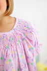 Short Sleeve Sandy Smocked Dress - A Little Pop with Worth Avenue White