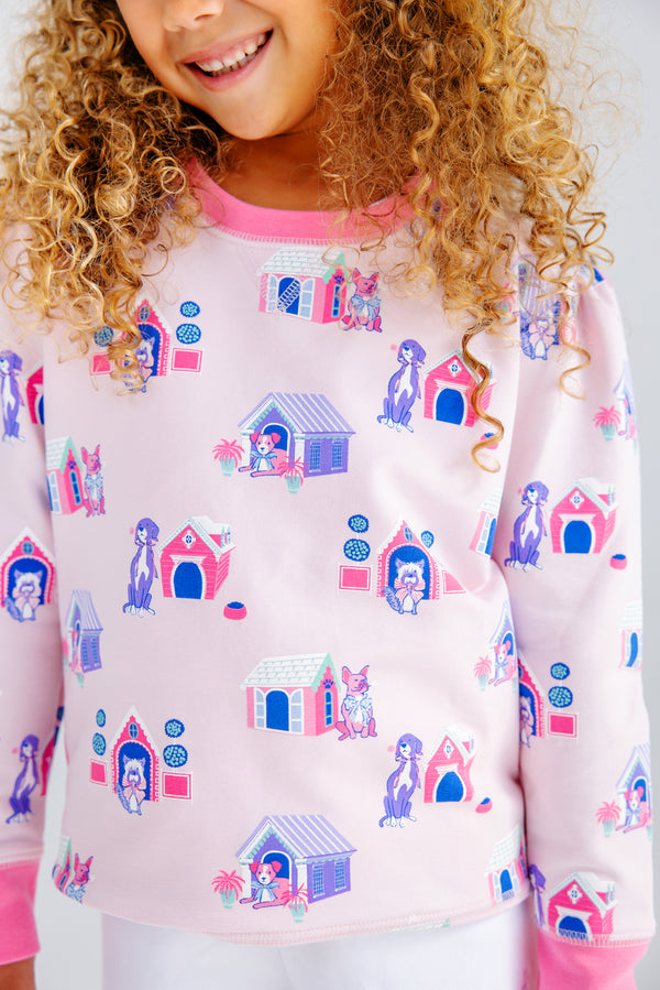 Puff Sleeve Cassidy Comfy Crewneck - In the Dog House with Romany Rose