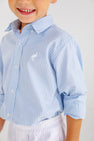 Dean's List Dress Shirt - Barrington Blue Tally Ticking Stripe with Worth Avenue White