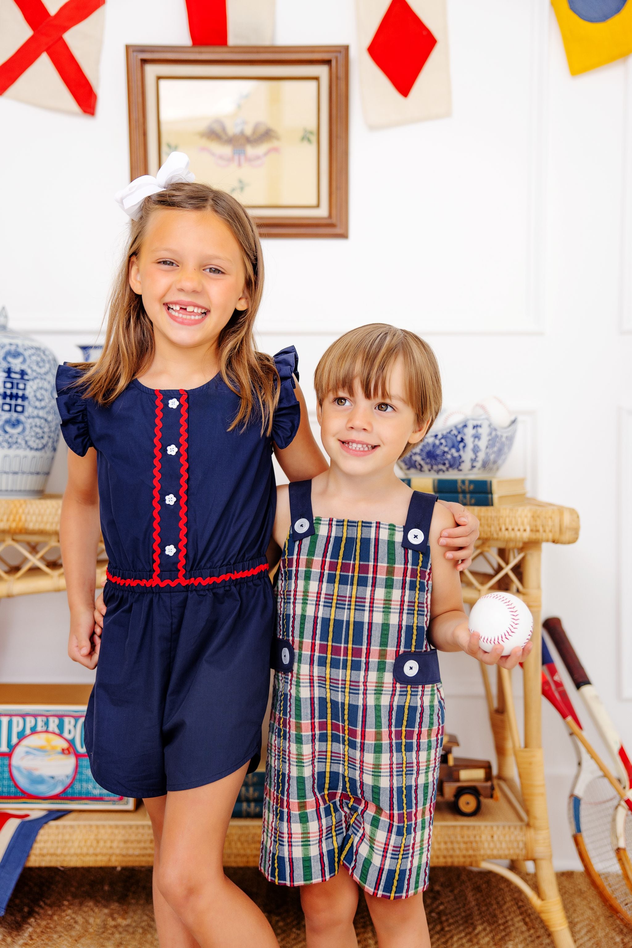 Marion Rose Romper - Nantucket Navy with Richmond Red