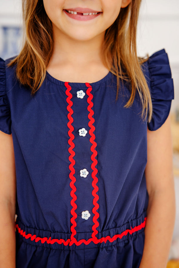Marion Rose Romper - Nantucket Navy with Richmond Red