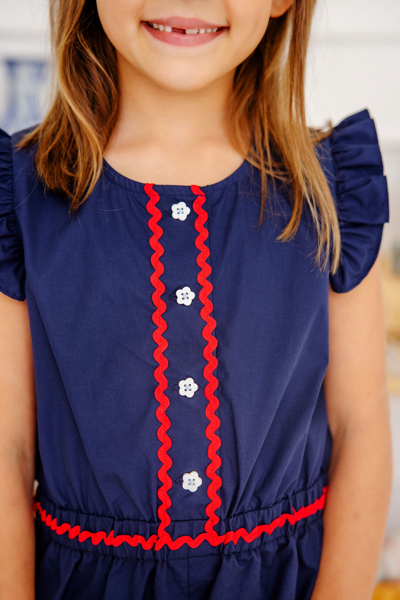 Marion Rose Romper - Nantucket Navy with Richmond Red