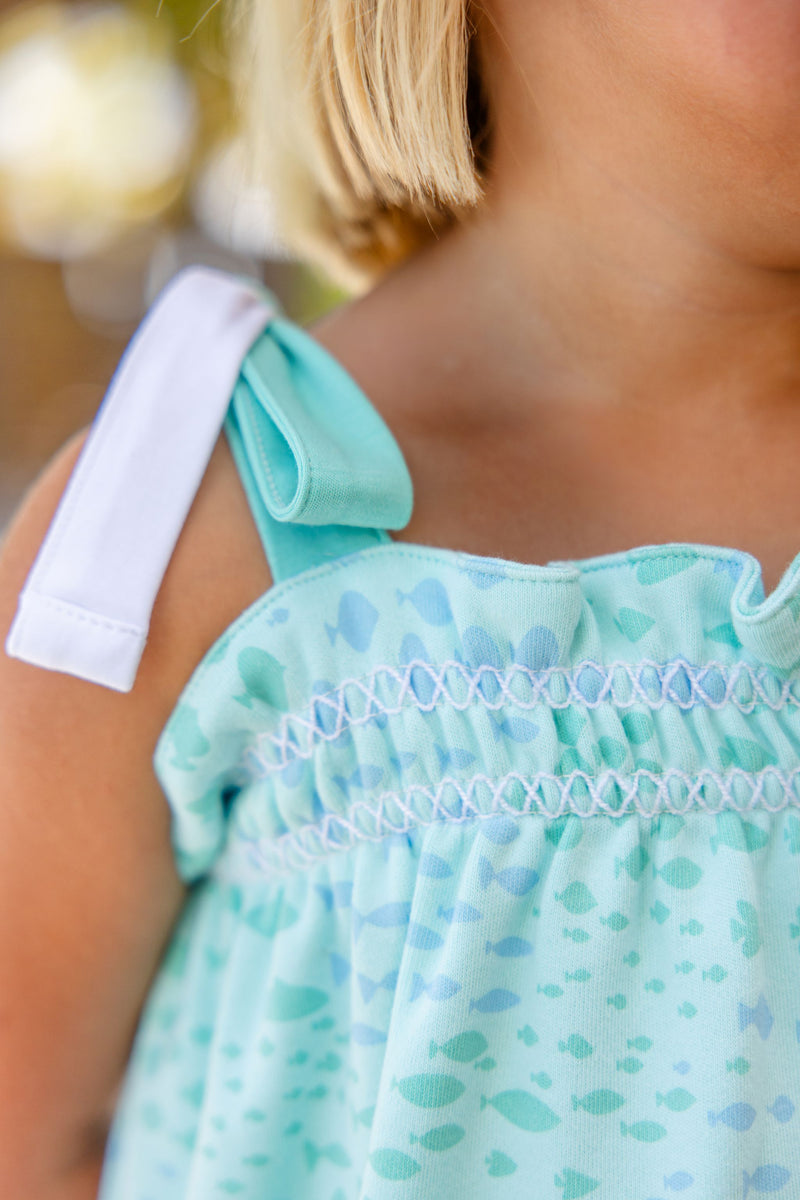 Lainey's Little Dress - Sarasota School of Fish with Worth Avenue White