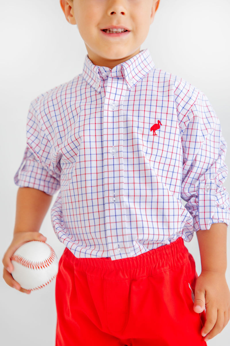 Dean's List Dress Shirt - Lake Powell Plaid with Richmond Red Stork