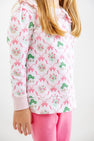 Maude's Ruffle Cassidy Comfy Crewneck - Boxwoods & Bows with Worth Avenue White & Palm Beach Pink
