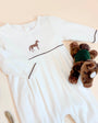Long Sleeve Bradford Romper - Palmetto Pearl with Gray Bay Brown & Horse Embroidery