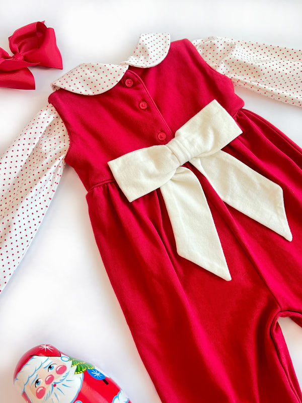 Sleeveless Rebecca Romper - Richmond Red with Palmetto Pearl