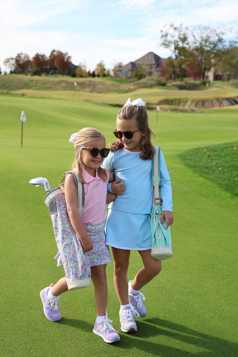 Prepletic™ Pammy Performance Top - Belhaven Blue Micro Dot with Belhaven Blue Stork