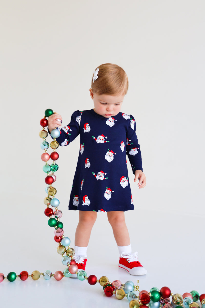 Long Sleeve Penny's Play Dress - Jolly Old St. Nick