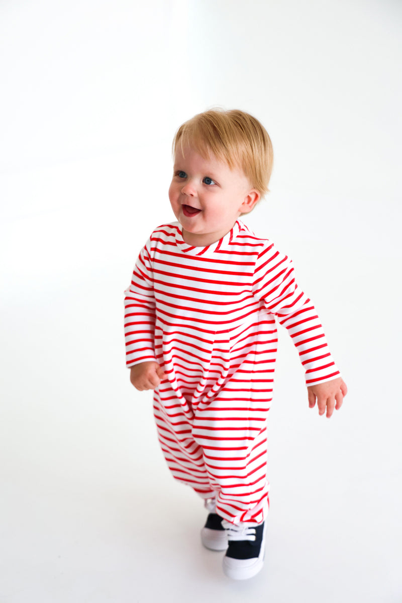Long Sleeve Bradford Romper - Richmond Red Stripe