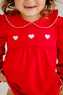 Long Sleeve Biltmore Bubble - Richmond Red with Worth Avenue White & Heart Embroidery