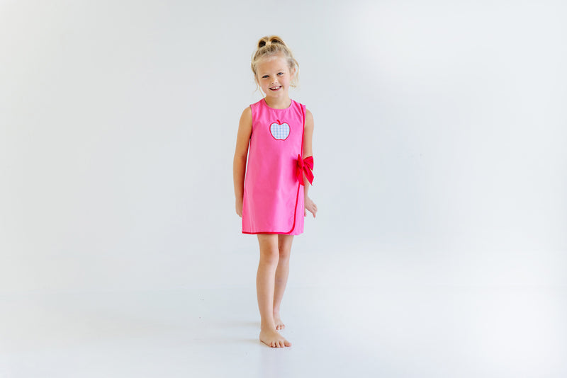 Wilma Faux Wrap Dress - Romany Rose with Richmond Red & Apple Applique Wilma Faux Wrap Dress - Romany Rose with Richmond Red & Apple Applique