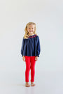 Bettye Sue Smocked Top - Nantucket Navy with Richmond Red & Worth Avenue White Bows