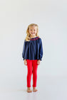 Bettye Sue Smocked Top - Nantucket Navy with Richmond Red & Worth Avenue White Bows