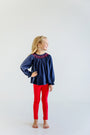 Bettye Sue Smocked Top - Nantucket Navy with Richmond Red & Worth Avenue White Bows