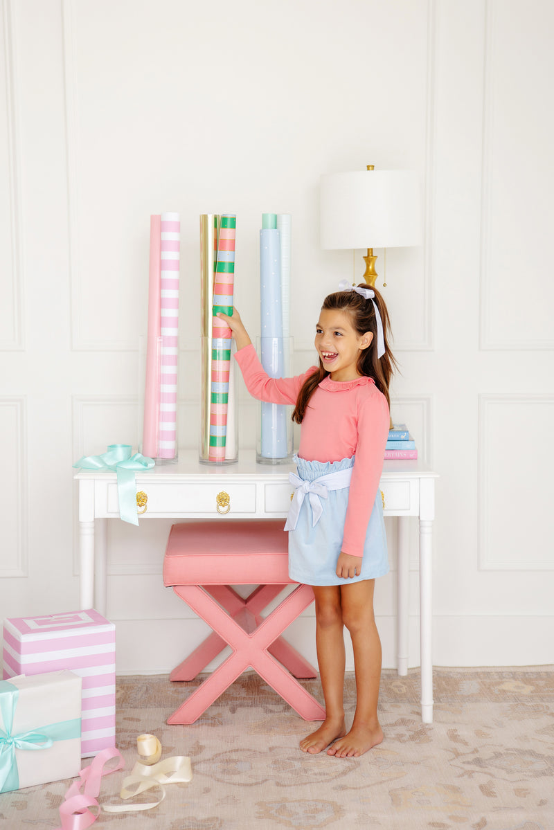 Beasley Bow Skirt (Velveteen) - Barrington Blue with Barrington Blue Windowpane