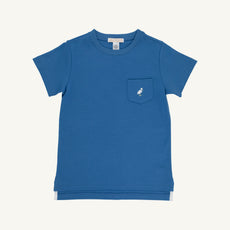 Carter Crewneck - Wood Boat Blue with Multicolor Stork