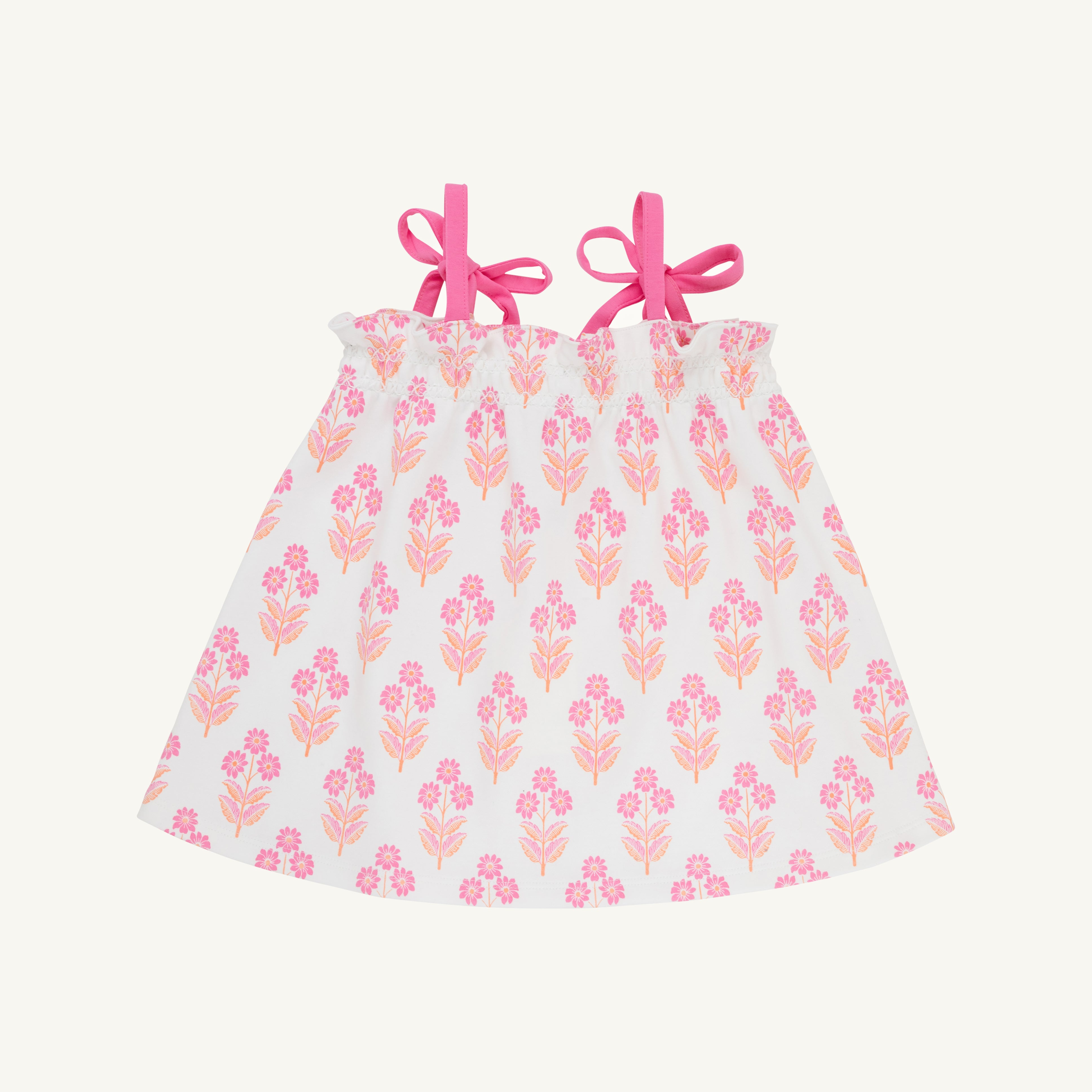 Lainey's Little Top - Bridgetown Harbour Hand Block with Winter Park Pink