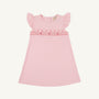 Smocked Angel Sleeve Biltmore Dress - Sandpearl Pink with Rosebuds