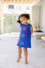 Annie Apron Dress - Rockefeller Royal Blue & Richmond Red with Star Appliques