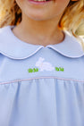 Holly Day Dress - Beale Street Blue with Bunny Applique
