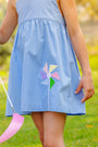 Macy Drew Dress - Park City Periwinkle & Woodstock Park Plaid with Pinwheel