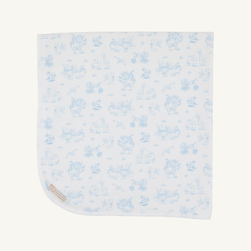 Baby Buggy Blanket - Sir Proper's Sweet Arrival (Beale Street Blue) with Worth Avenue White