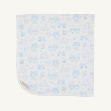 Baby Buggy Blanket - Sir Proper's Sweet Arrival (Beale Street Blue) with Worth Avenue White