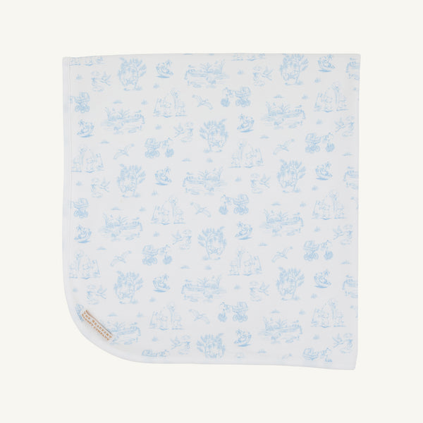 Baby Buggy Blanket - Sir Proper's Sweet Arrival (Beale Street Blue) with Worth Avenue White