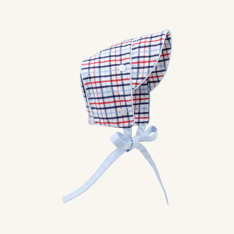 Barringer Bonnet - Pierce Mill Plaid Seersucker with Buckhead Blue
