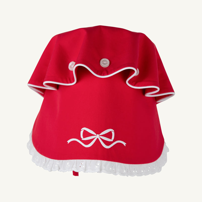 Bellefaire Bonnet - Richmond Red with Worth Avenue White Eyelet and Bow