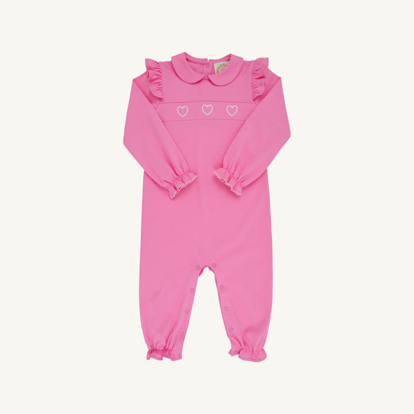 Biltmore Romper - Winter Park Pink with Heart Embroidery