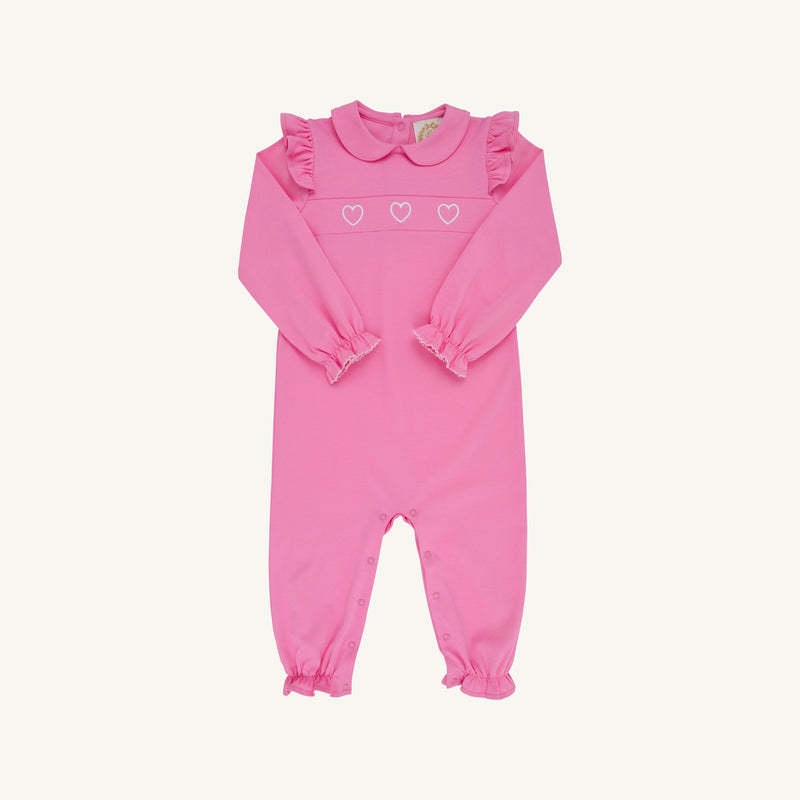 Biltmore Romper - Winter Park Pink with Heart Embroidery