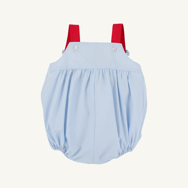 Bitsy Bubble - Buckhead Blue with Richmond Red & Bow Smocking