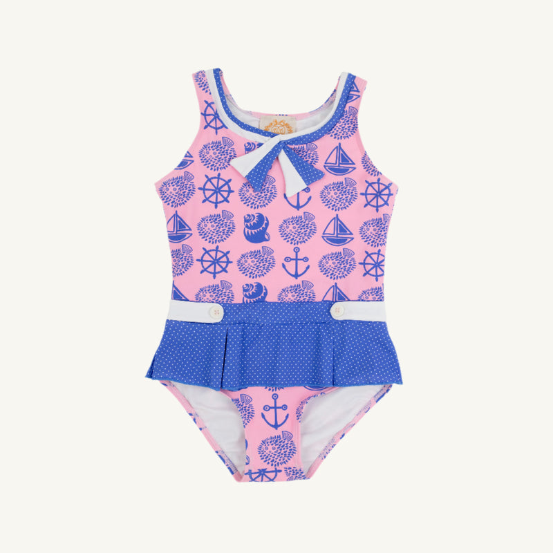 Bridgehampton Bathing Suit - Wilmington Waters with Rockefeller Royal Micro Dot