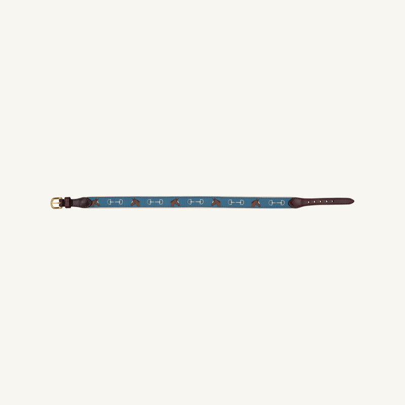 Bullock Belt - Barnsley Blue with Horse & Horse Bits