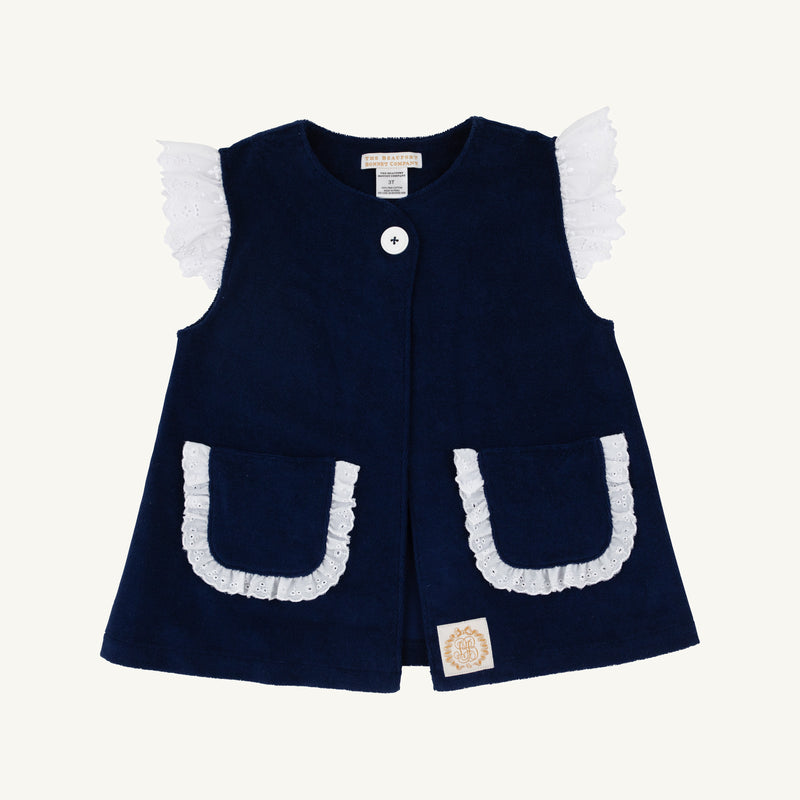 Callie Cover Up (Terrycloth) - Nantucket Navy with Worth Avenue White