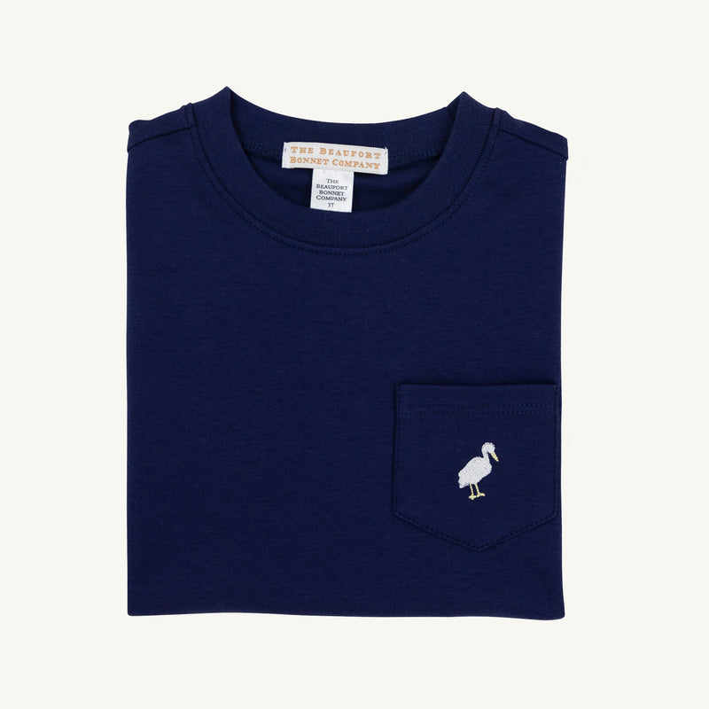Carter Crewneck - Nantucket Navy with Multicolor Stork